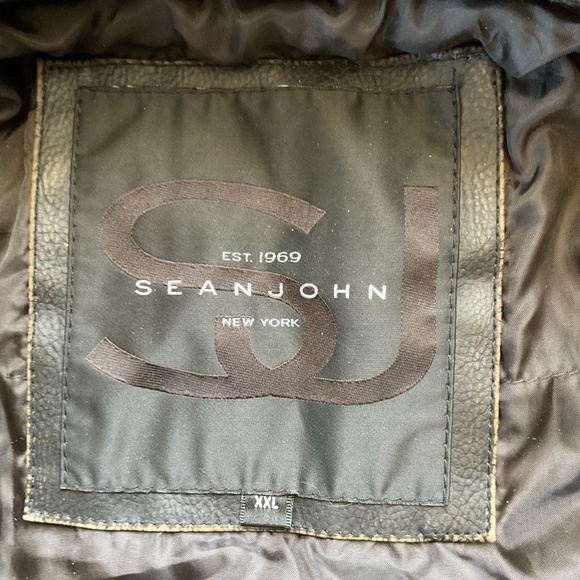 NWT GIII SEAN JOHN Mens XXL Brown Faux Leather Removable Hooded Bib Lined Jacket - Picture 10 of 14